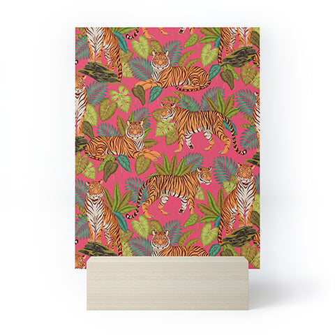 Avenie Jungle Tigers In Hot Pink Mini Art Print