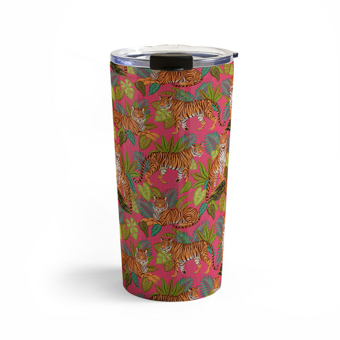 Avenie Jungle Tigers In Hot Pink Travel Mug
