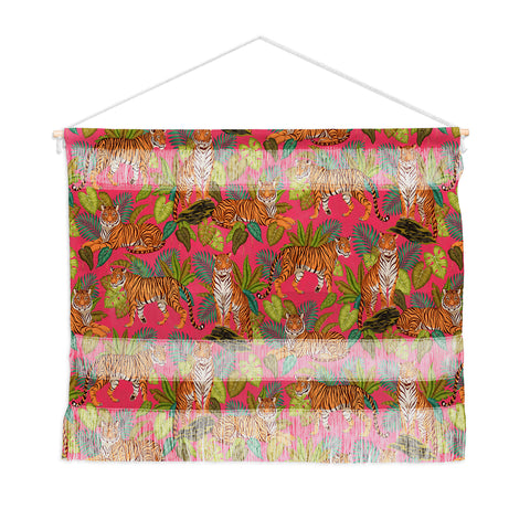 Avenie Jungle Tigers In Hot Pink Wall Hanging Landscape