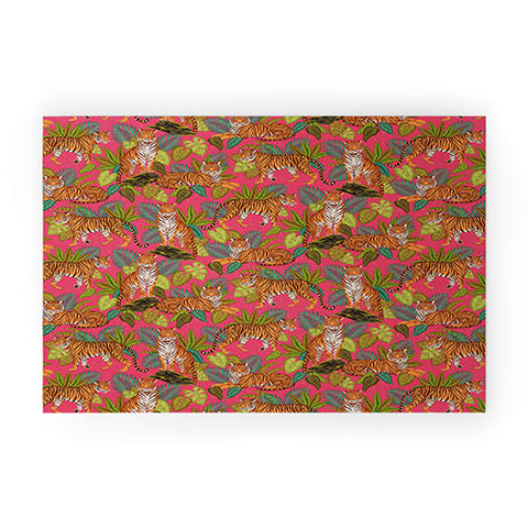 Avenie Jungle Tigers In Hot Pink Welcome Mat