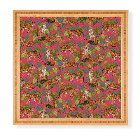 Avenie Jungle Tigers In Hot Pink Framed Wall Art