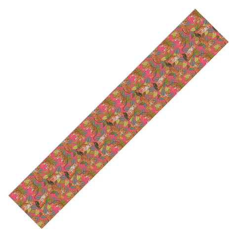 Avenie Jungle Tigers In Hot Pink Table Runner