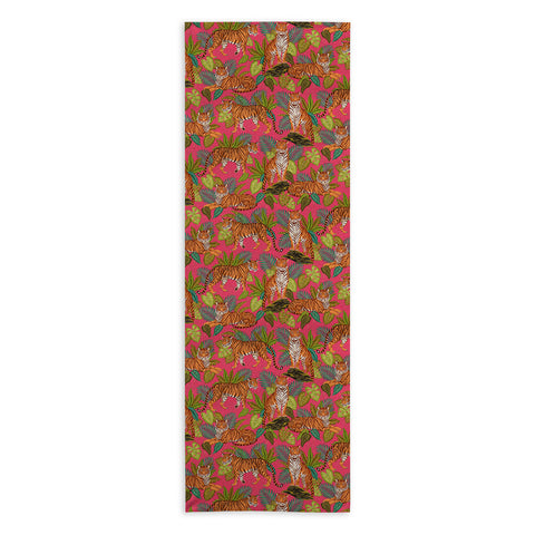 Avenie Jungle Tigers In Hot Pink Yoga Towel