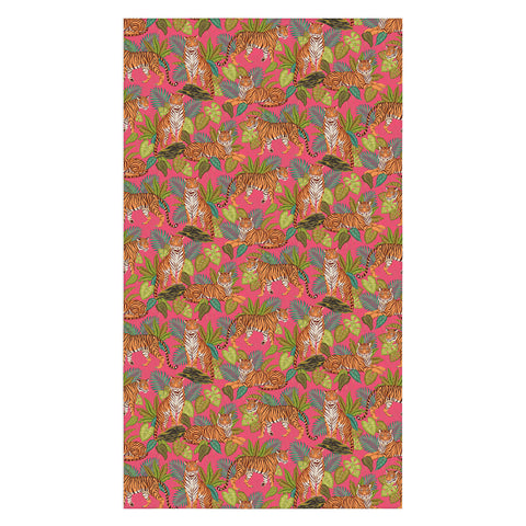 Avenie Jungle Tigers In Hot Pink Tablecloth