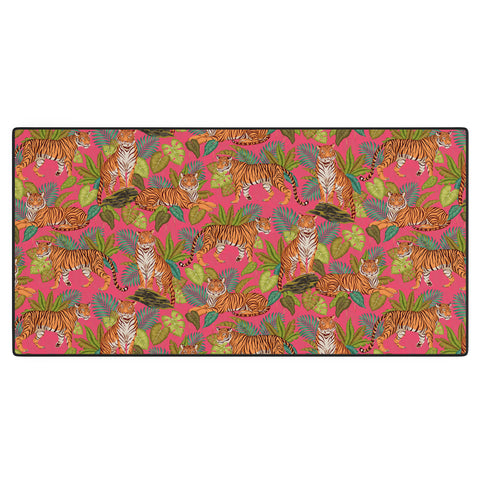 Avenie Jungle Tigers In Hot Pink Desk Mat