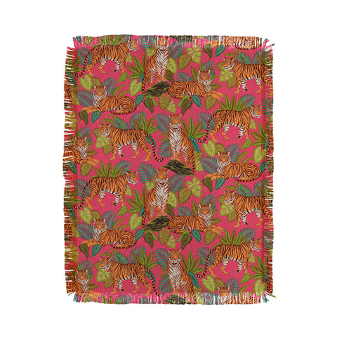 Avenie Jungle Tigers In Hot Pink Throw Blanket