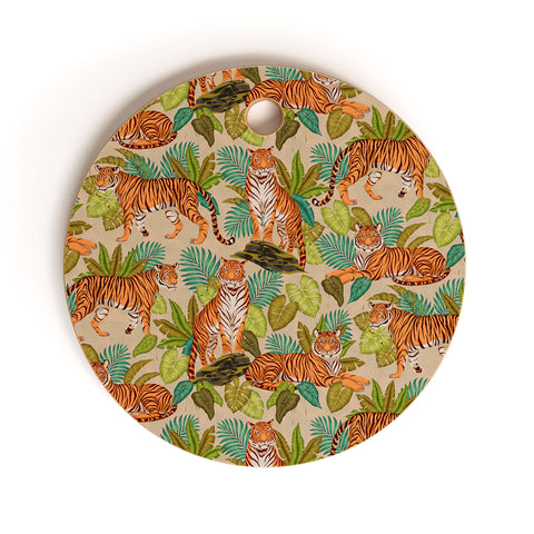 Avenie Jungle Tigers In Sand Cutting Board Round