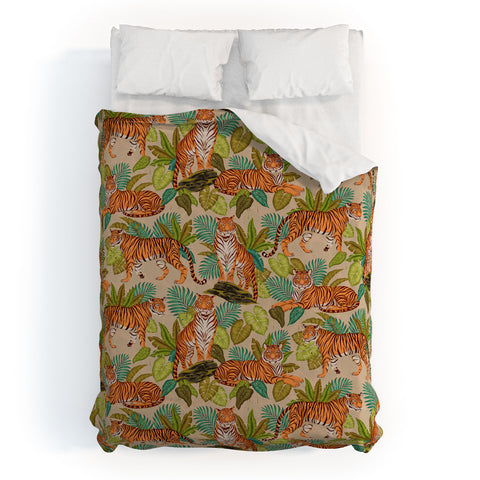 Avenie Jungle Tigers In Sand Duvet Cover