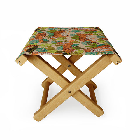 Avenie Jungle Tigers In Sand Folding Stool