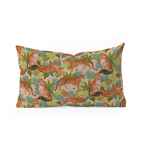 Avenie Jungle Tigers In Sand Oblong Throw Pillow