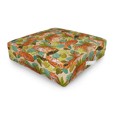 Avenie Jungle Tigers In Sand Outdoor Floor Cushion