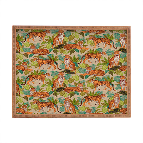 Avenie Jungle Tigers In Sand Rectangular Tray