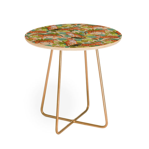 Avenie Jungle Tigers In Sand Round Side Table