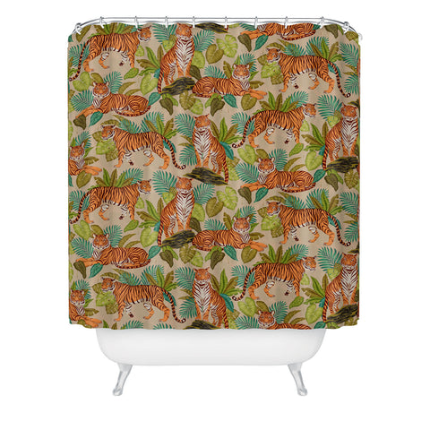 Avenie Jungle Tigers In Sand Shower Curtain