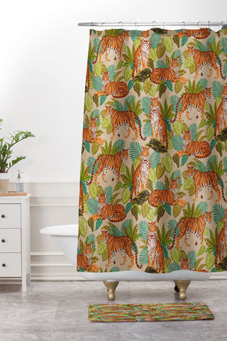 Avenie Jungle Tigers In Sand Shower Curtain And Mat
