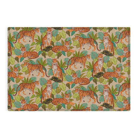 Avenie Jungle Tigers In Sand Outdoor Rug