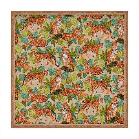 Avenie Jungle Tigers In Sand Square Tray