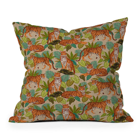 Avenie Jungle Tigers In Sand Throw Pillow