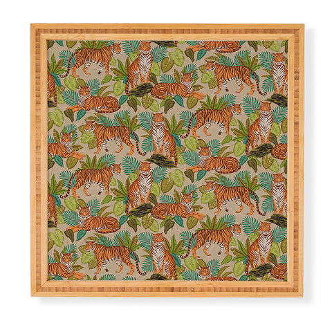 Avenie Jungle Tigers In Sand Framed Wall Art