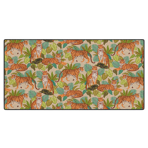 Avenie Jungle Tigers In Sand Desk Mat