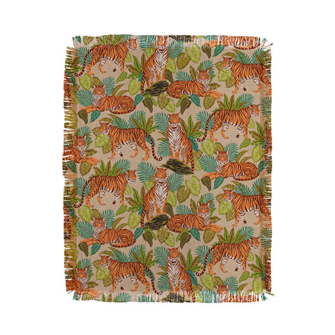 Avenie Jungle Tigers In Sand Throw Blanket