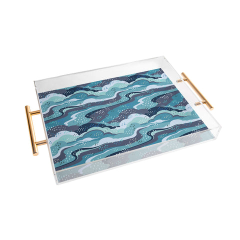 Avenie Land and Sky Ocean Surf Acrylic Tray