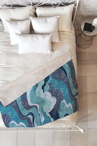 Avenie Land and Sky Ocean Surf Fleece Throw Blanket