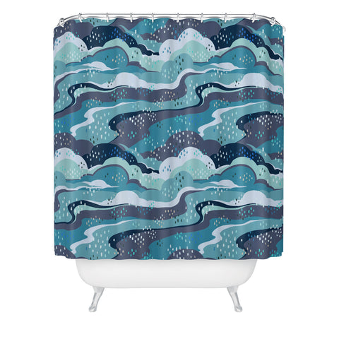 Avenie Land and Sky Ocean Surf Shower Curtain