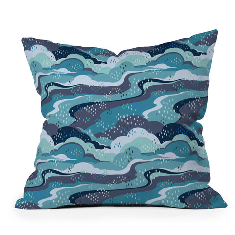 Avenie Land and Sky Ocean Surf Throw Pillow