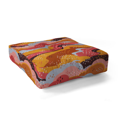 Avenie Land and Sky Sunset Floor Pillow Square