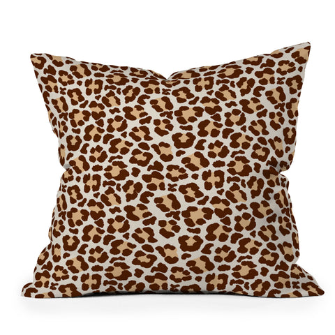 Avenie Leopard Print Brown Outdoor Throw Pillow