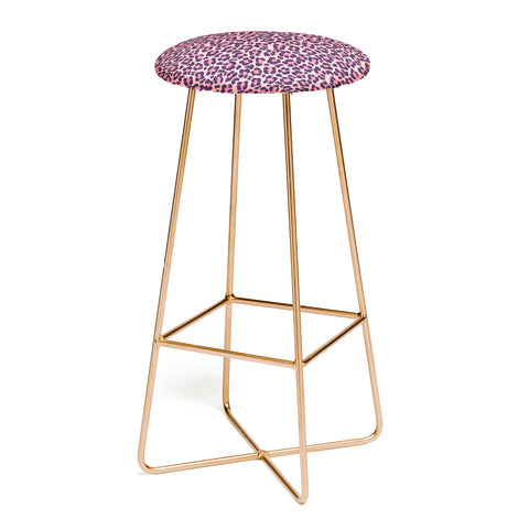 Avenie Leopard Print Coral Pink Bar Stool