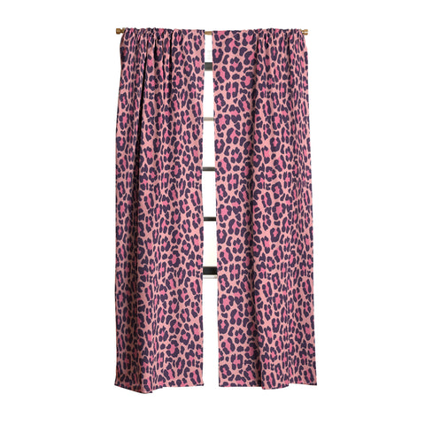 Avenie Leopard Print Coral Pink Blackout Window Curtain