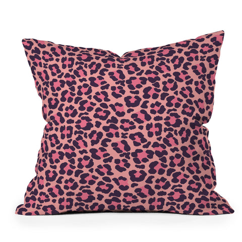 Avenie Leopard Print Coral Pink Outdoor Throw Pillow
