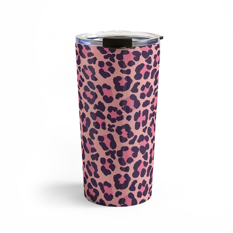 Avenie Leopard Print Coral Pink Travel Mug
