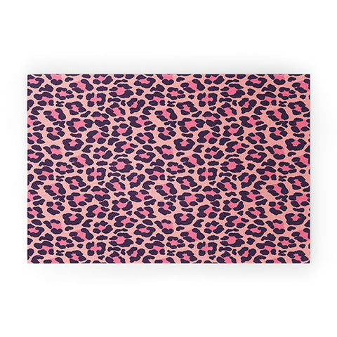 Avenie Leopard Print Coral Pink Welcome Mat