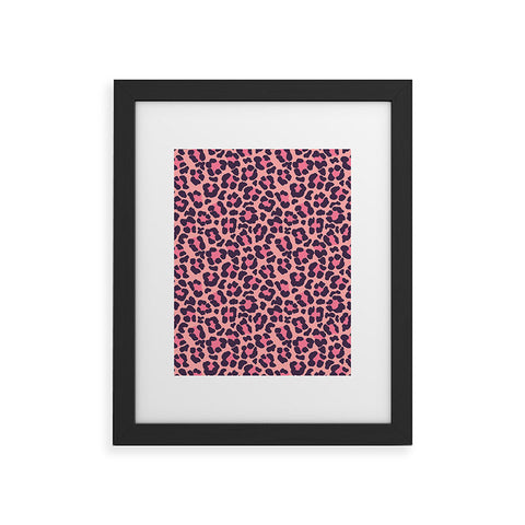 Avenie Leopard Print Coral Pink Framed Art Print