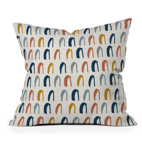 Avenie Little Arches Blue and Yellow Outdoor Throw Pillow
