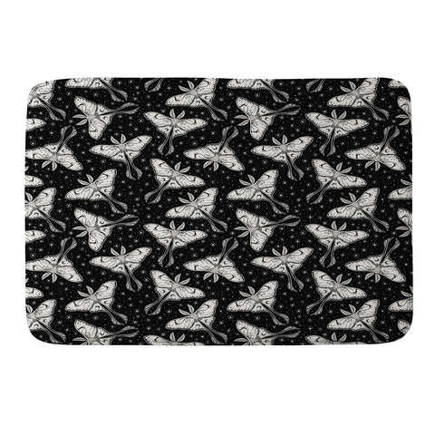 Avenie Luna Moth Black and Cream Memory Foam Bath Mat