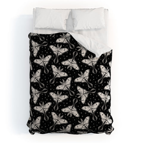 Avenie Luna Moth Black and Cream Comforter