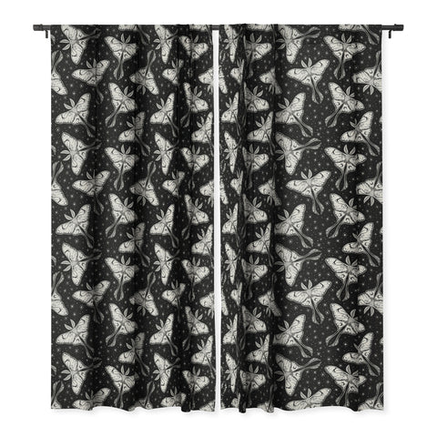 Avenie Luna Moth Black and Cream Blackout Window Curtain