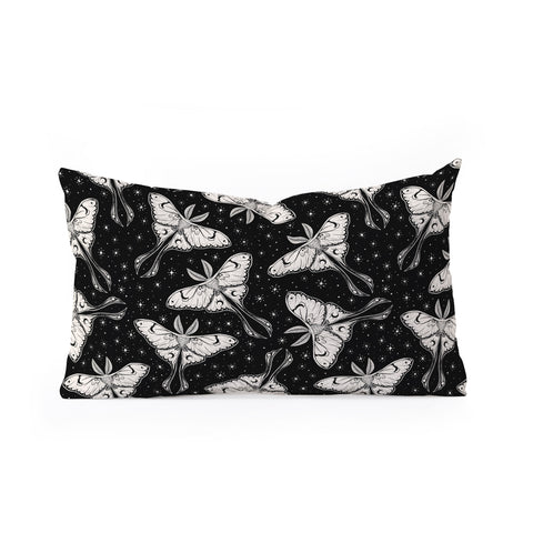 Avenie Luna Moth Black and Cream Oblong Throw Pillow