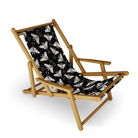 Avenie Luna Moth Black and Cream Sling Chair