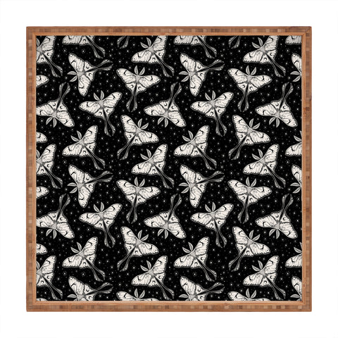 Avenie Luna Moth Black and Cream Square Tray