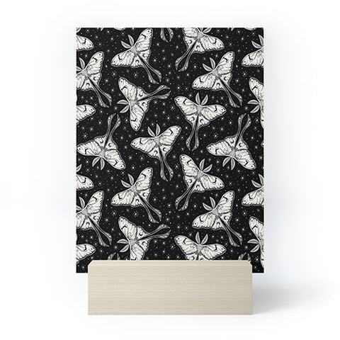 Avenie Luna Moth Black and Cream Mini Art Print