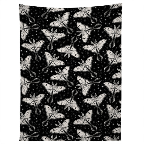 Avenie Luna Moth Black and Cream Tapestry
