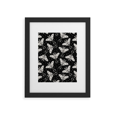 Avenie Luna Moth Black and Cream Framed Art Print