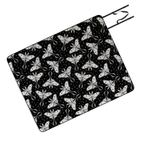 Avenie Luna Moth Black and Cream Picnic Blanket
