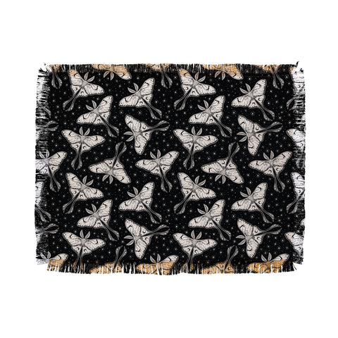 Avenie Luna Moth Black and Cream Throw Blanket