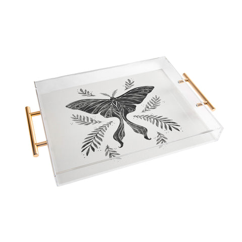 Avenie Luna Moth Black and White Acrylic Tray